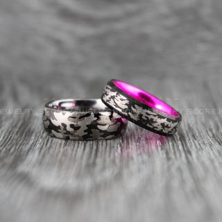 Camo Rings, Camouflage Rings, 2 Piece Couple Set American Flag Wedding Bands, Black Tungsten Rings, Black Wedding Bands, Black Tungsten Bands, Military Rings