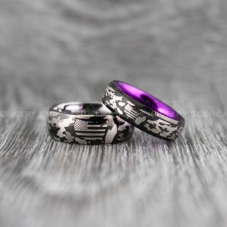 American Flag Rings, Camo Rings, Camouflage Rings, 2 Piece Couple Set American Flag Wedding Bands, Black Tungsten Rings, Black Wedding Bands, Black Tungsten Bands, Military Rings