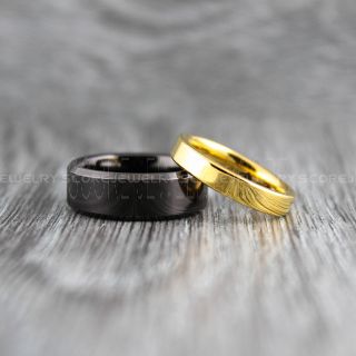 Yellow Gold Wedding Bands, Yellow Gold Tungsten Rings, Yellow Gold Tungsten Wedding Bands