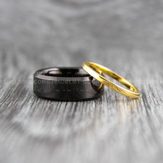 Yellow Gold Wedding Bands, Yellow Gold Tungsten Rings, Yellow Gold Tungsten Wedding Bands