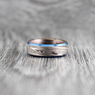 Damascus Steel Ring, Damascus Steel Wedding Band, Black Tungsten Ring