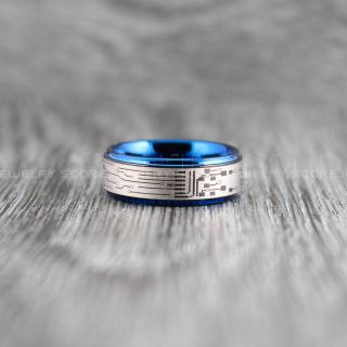 Circuit Board Ring, Circuit Board Jewelry, Technology Ring, Engineer Ring, Circuit Board Ring, Blue Tungsten Ring, Geek Ring, Geek Jewelry
