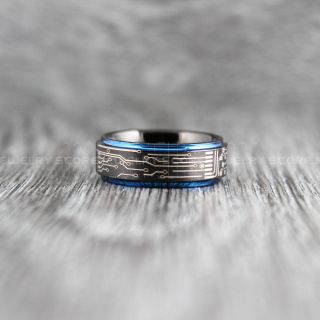 Circuit Board Ring, Circuit Board Jewelry, Technology Ring, Engineer Ring, Circuit Board Ring, Blue Tungsten Ring, Geek Ring, Geek Jewelry