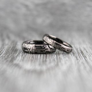 Circuit Board Rings, Circuit Board Jewelry, Technology Rings, Engineer Rings, Circuit Board Rings, Black Tungsten Rings, Geek Rings, Geek Jewelry