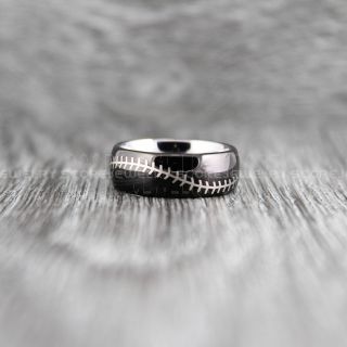 Baseball Ring, Baseball Stitch Pattern Ring, Black Tungsten Ring, Black Ring, Black Wedding Band, Black Wedding Ring, Baseball Stitch Ring, Black Wedding Band