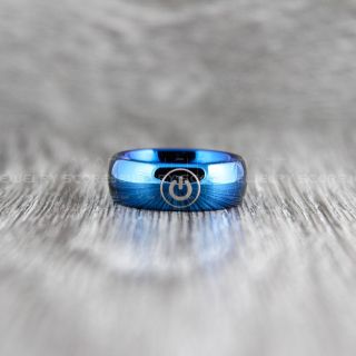 Circuit Ring, Power Button Ring, Circuit Board Ring, Blue Tungsten Ring, Blue Ring, Blue Tungsten Wedding Band, Geek Ring, Geek Jewelry, Blue Wedding Ring