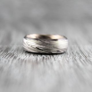 Damascus Steel Ring, Damascus Steel Wedding Band, Black Tungsten Ring