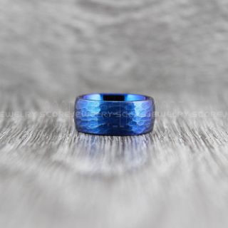 Hammered Tungsten Ring, Blue Tungsten Wedding Band, Hammered Wedding Band, Blue Hammered Wedding Ring, Blue Wedding Ring