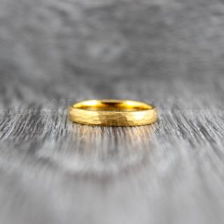 Hammered Tungsten Ring, 14K Yellow Gold Tungsten Wedding Band, Hammered Wedding Band, Yellow Gold Hammered Wedding Ring, Yellow Gold Wedding Ring