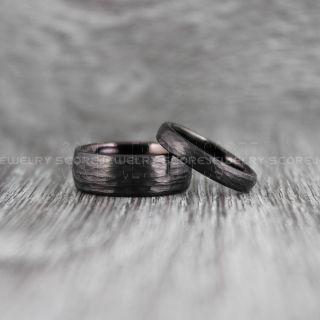 Hammered Rings, Hammered Wedding Bands, 2 Piece Couple Set Hammered Rings, Black Hammered Tungsten Bands