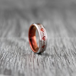 Minnie Mouse Ring, Minnie Mouse Wedding Ring, Mickey Mouse Ring, 6mm Deep Velvet Red Tungsten Ring