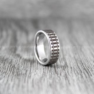 Railroad Ring, Railroad Wedding Band, Train Tracks Ring, Train Tracks Wedding Ring, Silver Tungsten Wedding Ring, Tungsten Wedding Band