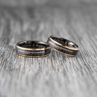 Elvish Ring, Elvish Wedding Ring, Elvish Jewelry, Elvish Wedding, Black Wedding Band, Black Wedding Ring