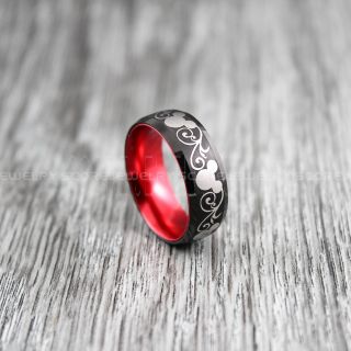 Mickey Mouse Ring Black Tungsten with Red Anodized Interior Disney Ring
