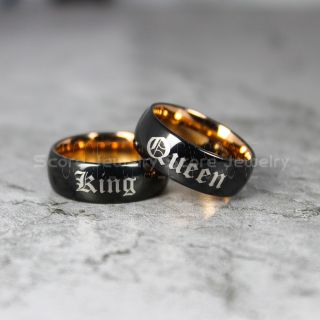 King and Queen Rings, King & Queen Rings, King Queen Wedding Ring, King Queen Wedding Bands, King Ring, Queen Ring, Matching Ring Set, 2 Piece Couple Set Black Tungsten Rings, King & Queen Rings