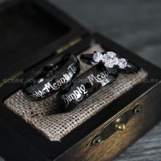 Jack and Sally Rings, Simply Meant To Be Rings, Couple Rings, Matching Rings, Matching Wedding Bands, Black Wedding Bands, Black Wedding Rings, Couple Rings