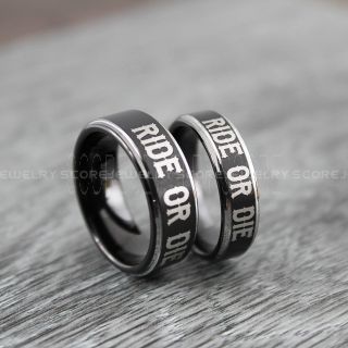 Ride Or Die Rings, Ride Or Die Wedding Rings, Ride Or Die Wedding Bands, Ride Or Die Jewelry, Black Tungsten Wedding Ring, Black Tungsten Rings