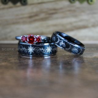 Sun and Moon Rings, Couple Rings, Sun and Moon Wedding Rings, Black Wedding Bands, Couple Jewelry
