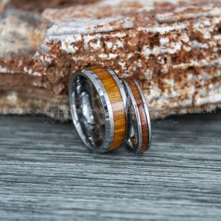 Wood Rings, Wood Wedding Rings, Wood Wedding Bands, Silver Tungsten Rings, Wood Jewelry