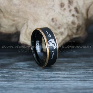 Bass Ring, Fishing Ring, Fishing Wedding Ring, Fishing Scene Ring, Fish Hook Ring, Fishing Jewelry, Bass Fishing Ring, Fisherman Ring, Fisherman Jewelry