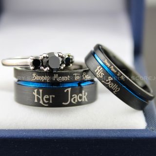 Jack and Sally Rings, Simply Meant To Be Rings, Couple Rings, Matching Rings, Matching Wedding Bands, Black Wedding Bands, Black Wedding Rings, Couple Rings