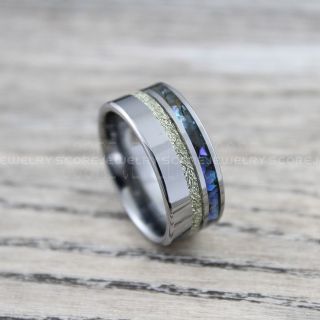Abalone Shell Ring, Silver Wedding Rings, Abalone Wedding Bands, Abalone Shell Wedding Band