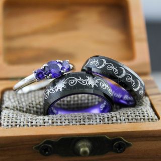 Sun and Moon Rings, Couple Rings, Sun and Moon Wedding Rings, Black Wedding Bands, Couple Jewelry