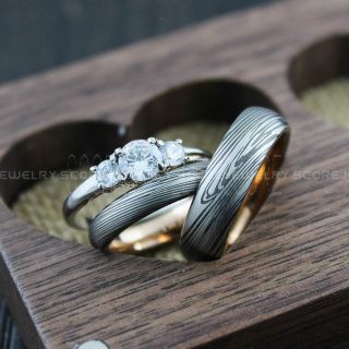 Damascus Steel Rings, Damascus Steel, Couple Rings, Couple Wedding Ring, Couple Wedding Bands