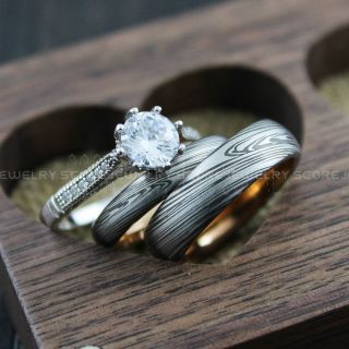 Damascus Steel Rings, Damascus Steel, Couple Rings, Couple Wedding Ring, Couple Wedding Bands