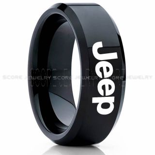 Jeep Ring, Black Jeep Ring, Black Tungsten Ring, Jeep Truck Ring, Black Wedding Ring