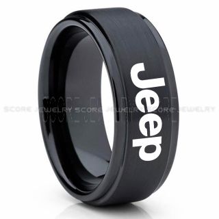 Jeep Ring, Black Jeep Ring, Black Tungsten Ring, Jeep Truck Ring, Black Wedding Ring