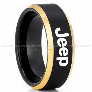 Jeep Ring, Black Jeep Ring, Black Tungsten Ring, Jeep Truck Ring, Black Wedding Ring