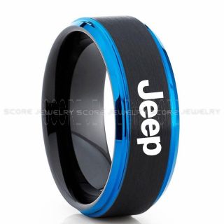 Jeep Ring, Black Jeep Ring, Black Tungsten Ring, Jeep Truck Ring, Black Wedding Ring