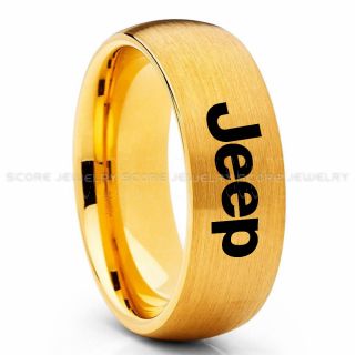 Jeep Ring, Gold Jeep Ring, Gold Tungsten Ring, Jeep Truck Ring, Gold Wedding Ring