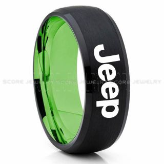 Jeep Ring, Black Jeep Ring, Black Tungsten Ring, Jeep Truck Ring, Black Wedding Ring