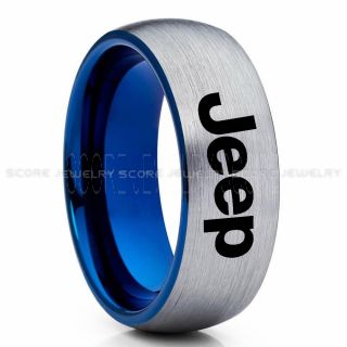 Jeep Ring, Silver Jeep Ring, Silver Tungsten Ring, Jeep Truck Ring, Silver Wedding Ring