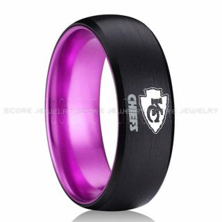 Chiefs Ring, Chiefs Wedding Rings, Chiefs Wedding Band, Football Wedding Band, Football Jewelry