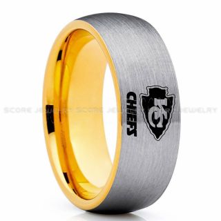 Chiefs Ring, Chiefs Wedding Rings, Chiefs Wedding Band, Football Wedding Band, Football Jewelry