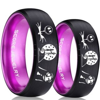 Jack and Sally Rings, Jack and Sally Wedding Bands, Black Tungsten Rings, Black Tungsten Wedding Bands, Jack and Sally Wedding Rings