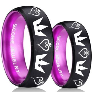 Kingdom Hearts Rings, 2 Piece Couple Kingdom Hearts Rings, Kingdom Hearts Jewelry, Kingdom Hearts Wedding Rings, Kingdom Hearts Wedding Bands, Kingdom Hearts Black Rings, Black Tungsten Wedding Bands