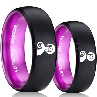 Jack and Sally Rings, Jack and Sally Wedding Bands, Black Tungsten Rings, Black Tungsten Wedding Bands, Jack and Sally Wedding Rings