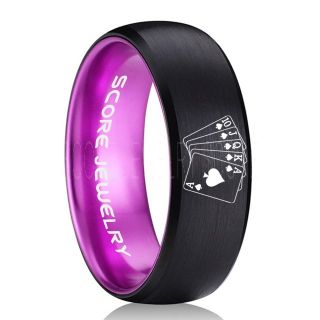 Royal Flush Ring, Ace of Spades Royal Flush Card Suit Ring, Texas Holdem Poker Ring, Poker Ring, Ace of Spades Ring, Poker Jewelry, Casino Ring, Joker Ring, Poker Wedding Ring, Black Tungsten Ring