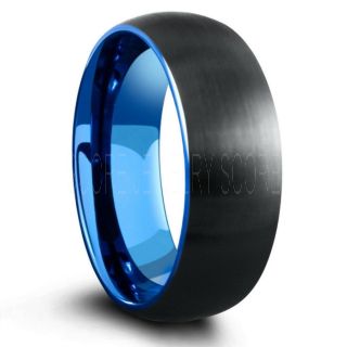 8mm Black Tungsten Band with Domed Edge Brushed Finish