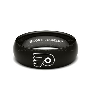 Black Tungsten Ring, Flyers Ring, Hockey Ring, Black Tungsten Wedding Band
