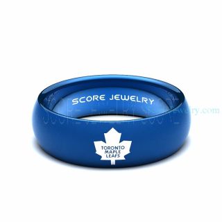 Maple Leafs Ring, Hockey Ring, Maple Leafs Jewelry, Blue Wedding Band, Hockey Ring