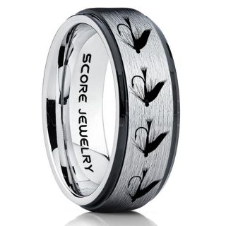 Fly Fishing Ring, Fly Fishing Lure Ring, Lure Ring, Fishing Jewelry, Fly Fishing Jewelry, Fishing Ring, Fish Hook Ring, Silver Tungsten Ring, Silver Wedding Band, Hunting Ring, Fish Hooks Wedding Band