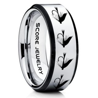 Fly Fishing Ring, Fly Fishing Lure Ring, Lure Ring, Fishing Jewelry, Fly Fishing Jewelry, Fishing Ring, Fish Hook Ring, Silver Tungsten Ring, Silver Wedding Band, Hunting Ring, Fish Hooks Wedding Band