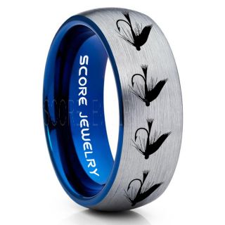 Fly Fishing Ring, Fly Fishing Lure Ring, Lure Ring, Fishing Jewelry, Fly Fishing Jewelry, Fishing Ring, Fish Hook Ring, Silver Tungsten Ring, Silver Wedding Band, Hunting Ring, Fish Hooks Wedding Band