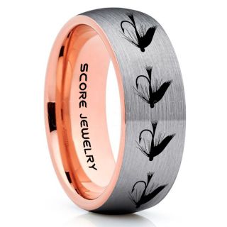 Fly Fishing Ring, Fly Fishing Lure Ring, Lure Ring, Fishing Jewelry, Fly Fishing Jewelry, Fishing Ring, Fish Hook Ring, Silver Tungsten Ring, Silver Wedding Band, Hunting Ring, Fish Hooks Wedding Band