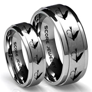 Fly Fishing Rings, Fly Fishing Lure Rings, 2 Piece Couple Set Lure Rings, Fishing Jewelry, Fly Fishing Jewelry, Fishing Rings, Fish Hook Rings, Silver Tungsten Rings, Silver Wedding Bands, Hunting Rings, Fish Hooks Wedding Bands